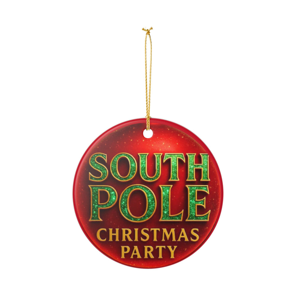 South Pole Christmas Party Ceramic Ornament - Holiday Tree Decoration